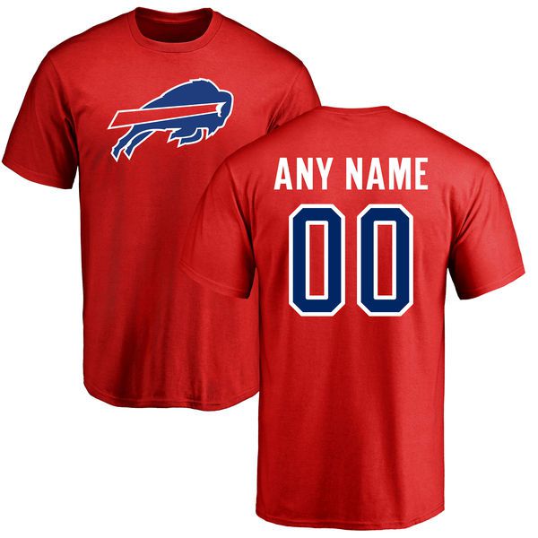 Men Buffalo Bills NFL Pro Line Red Custom Name and Number Logo T-Shirt
